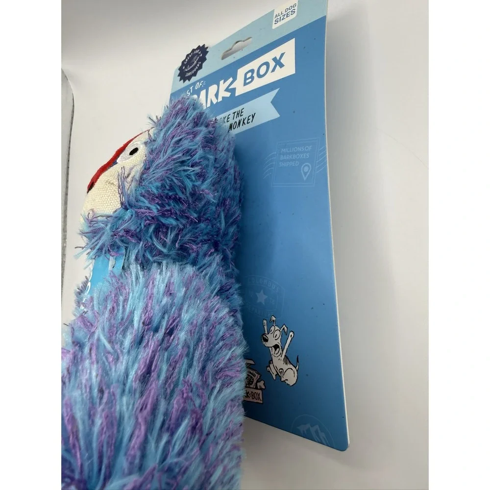 BarkBox Zeke the Cheeky Monkey Dog Toy Squeaky Plush Spiky Ball Whip-n-Flip